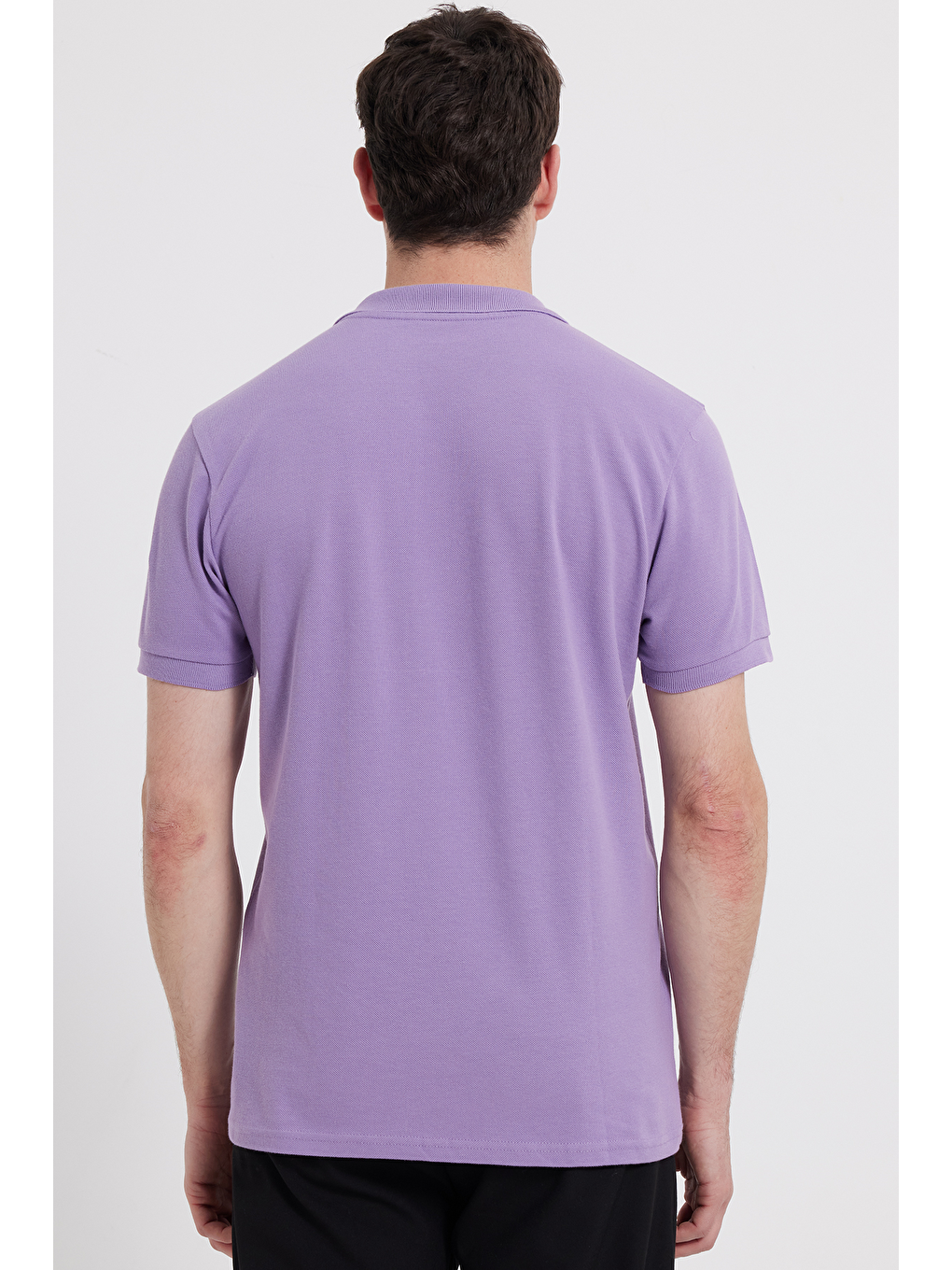 Erkek Slim Fit Dar Kesim %100 Pamuk Mor Polo Yaka Tişört-5