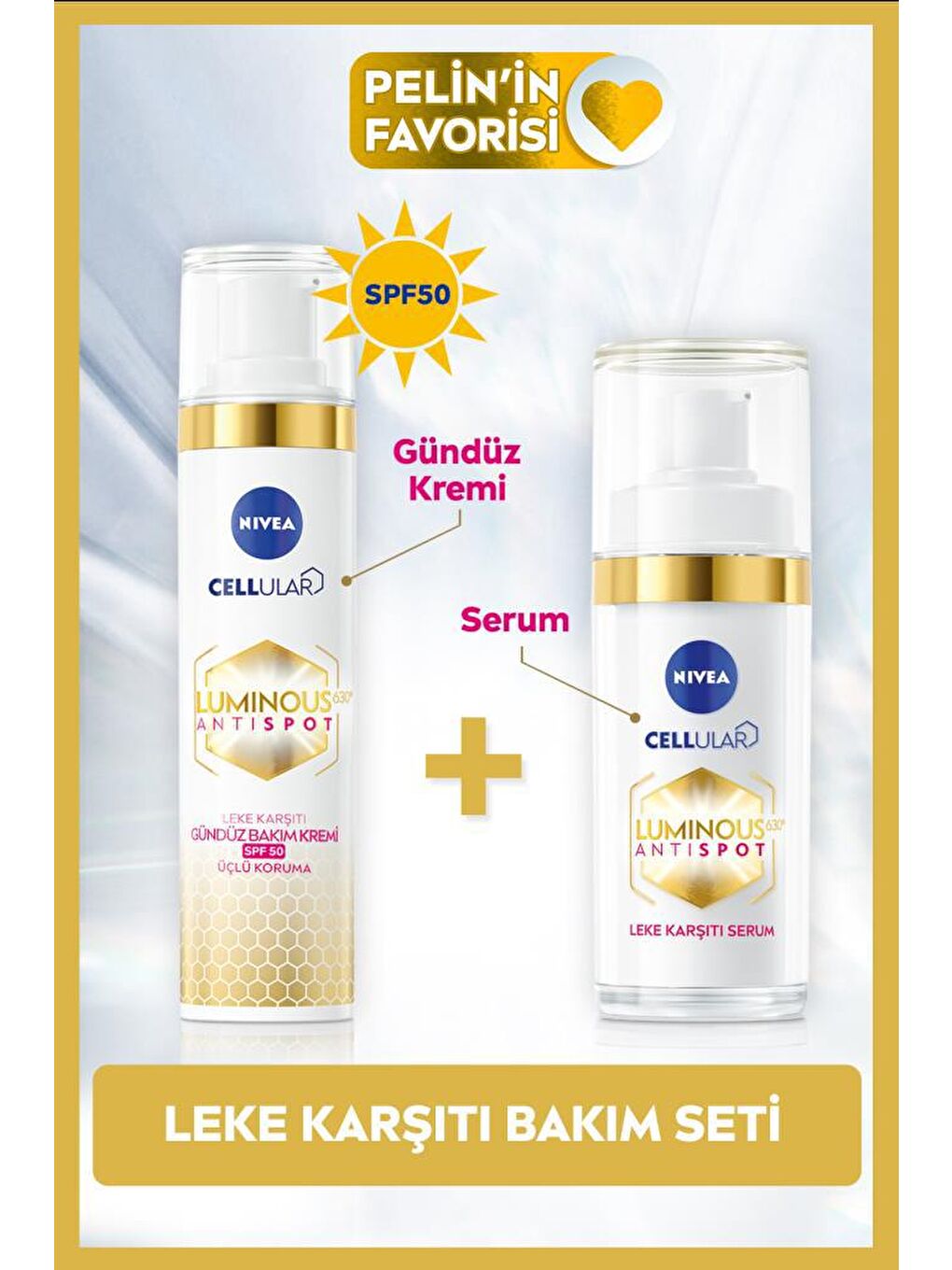 NIVEA Şeffaf Luminous630 Leke Karşıtı Spf50 Güneş Gündüz Yüz Kremi 40 ml Ve Cilt Serumu, Cilt Tonu Eşitleyici