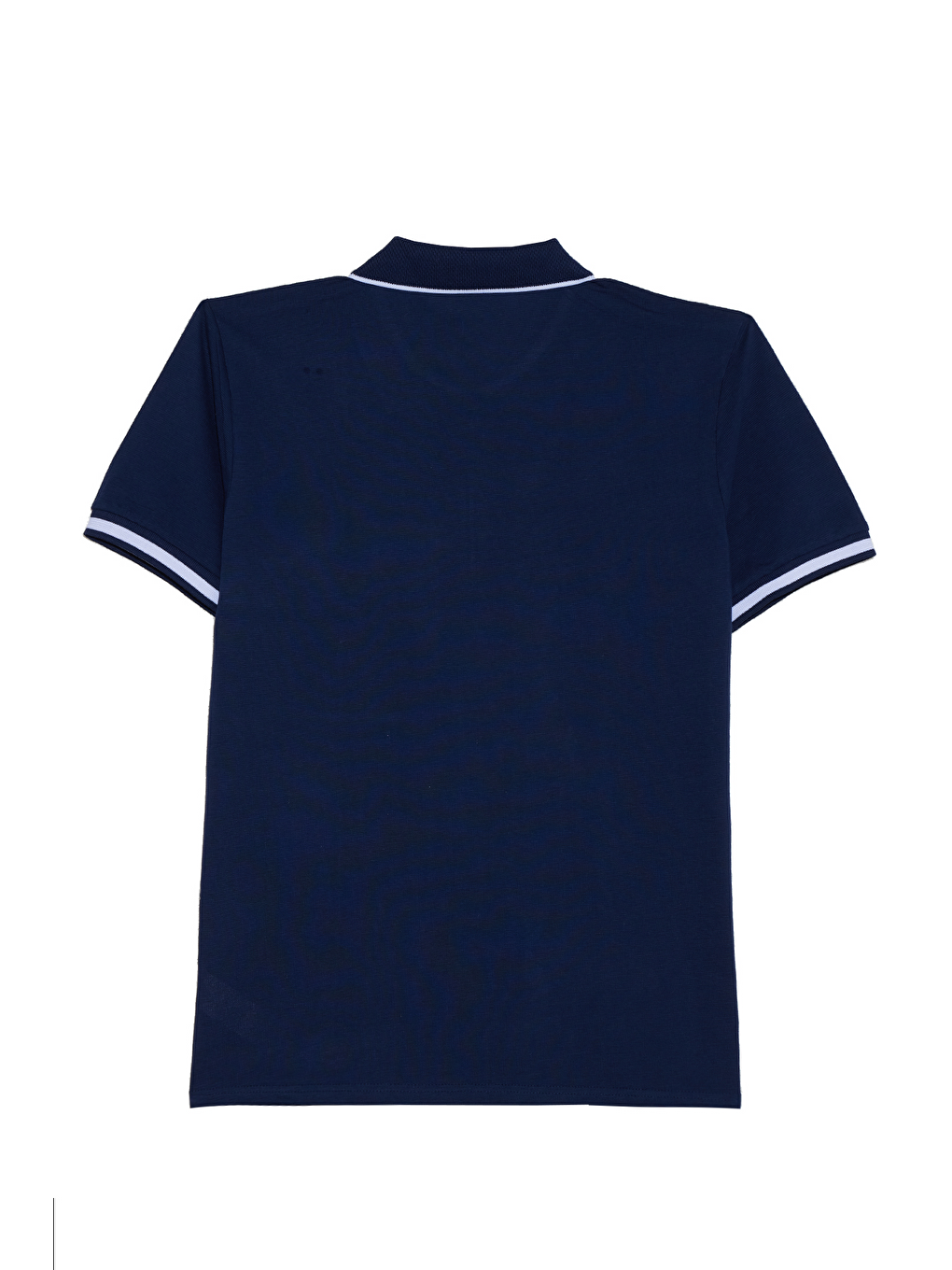 Erkek Slim Fit Dar Kesim %100 Pamuk Jakarlı Düz Yaka Ve Kol Detaylı Lacivert Polo Yaka Tişört-2