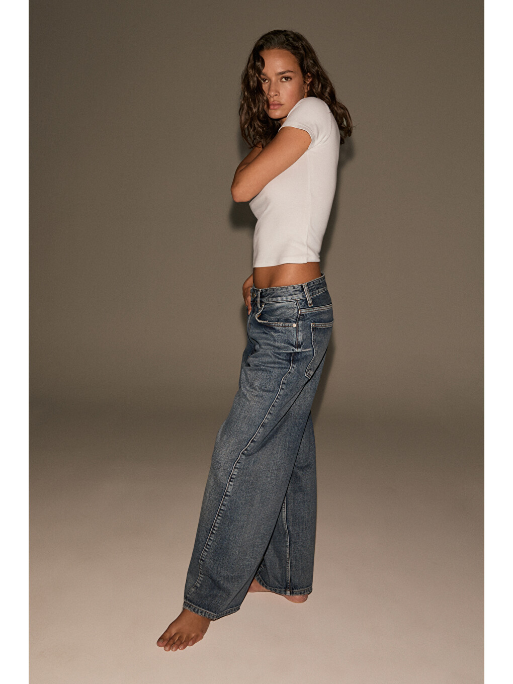Lexy Kadın Standart Bel Baggy Balon Jean Mavi Pantolon-4
