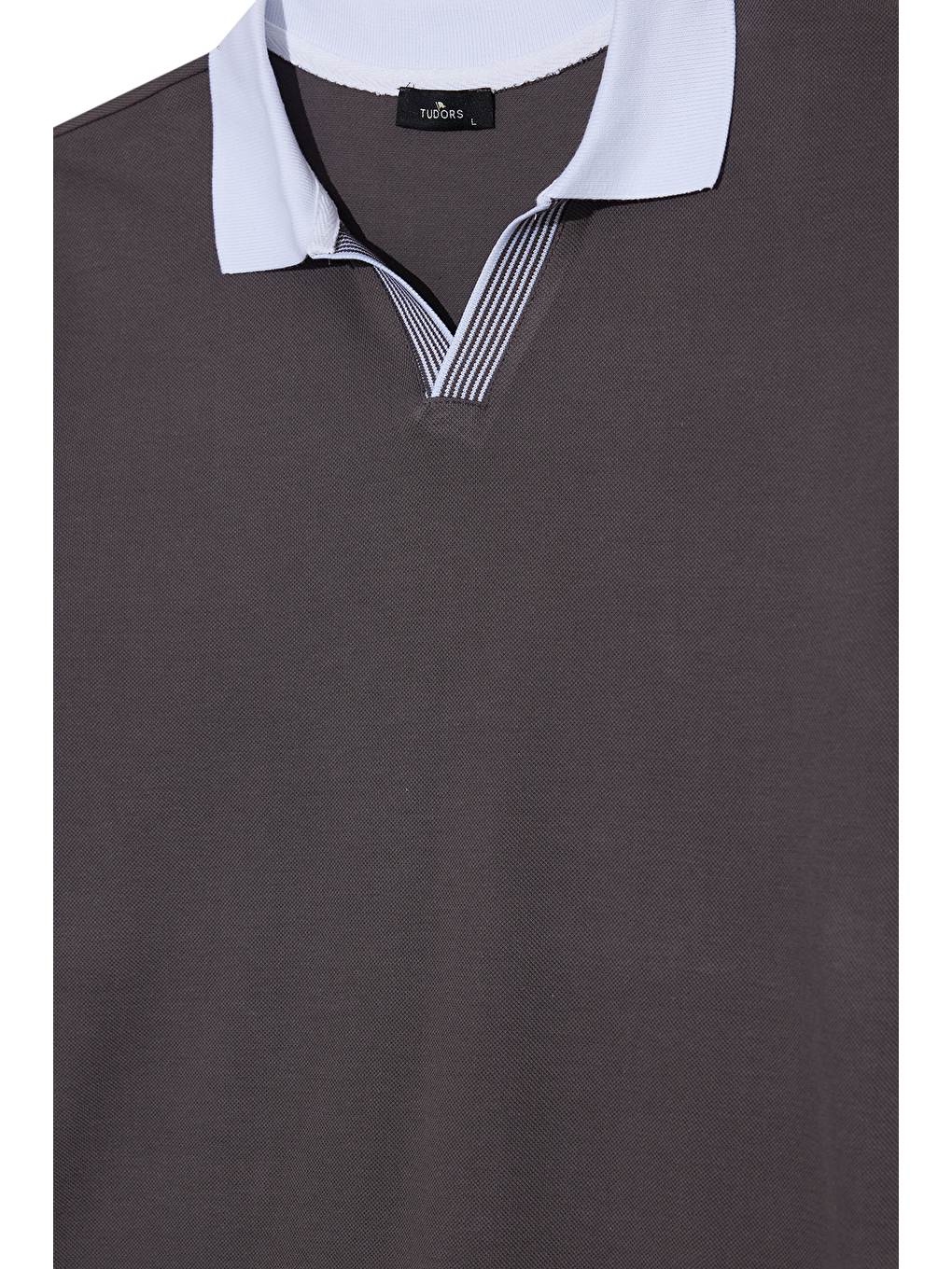 Siyah Erkek Slim Fit Dar Kesim %100 Pamuk Koyu Gri Polo Yaka Tişört-1