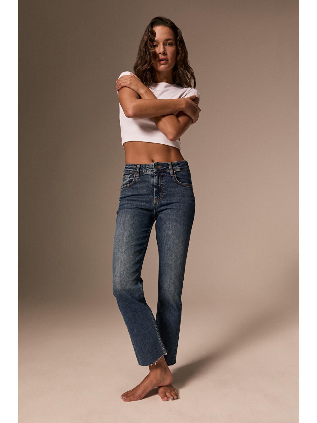 Kors Kadın Yüksel Bel Kısa Paça Elastanlı Jean Mavi Pantolon-3