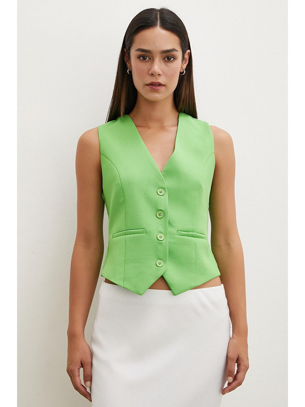 Yeşil Düğmeli YELEK-2