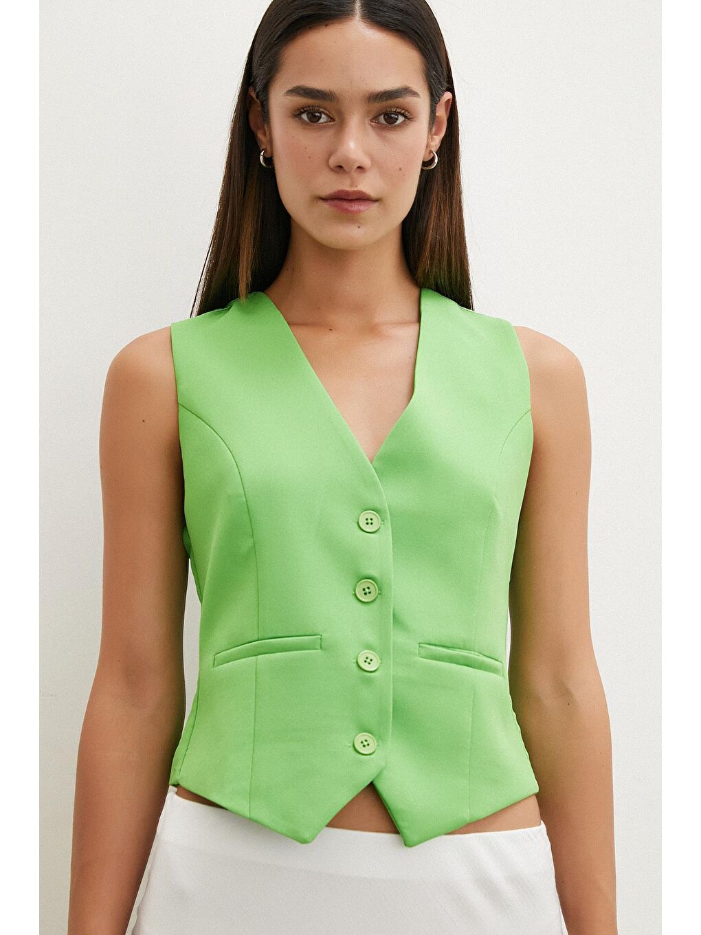 Yeşil Düğmeli YELEK-3