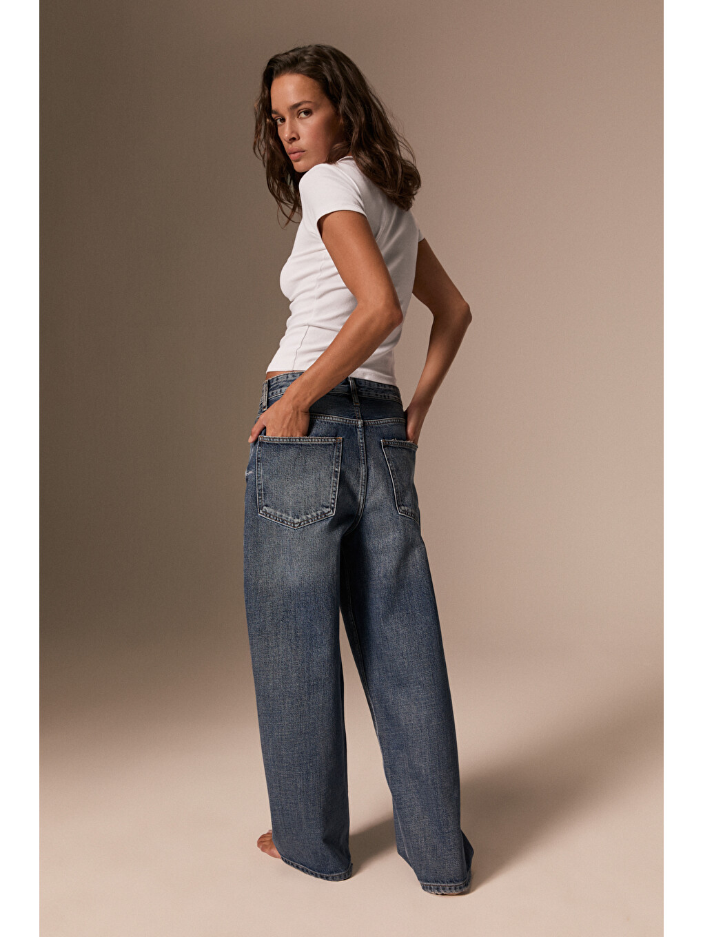Lexy Kadın Standart Bel Baggy Balon Jean Mavi Pantolon-5