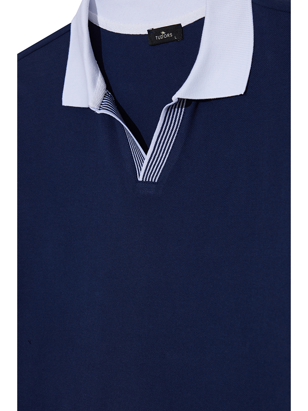 Erkek Slim Fit Dar Kesim %100 Pamuk Lacivert Polo Yaka Tişört-1