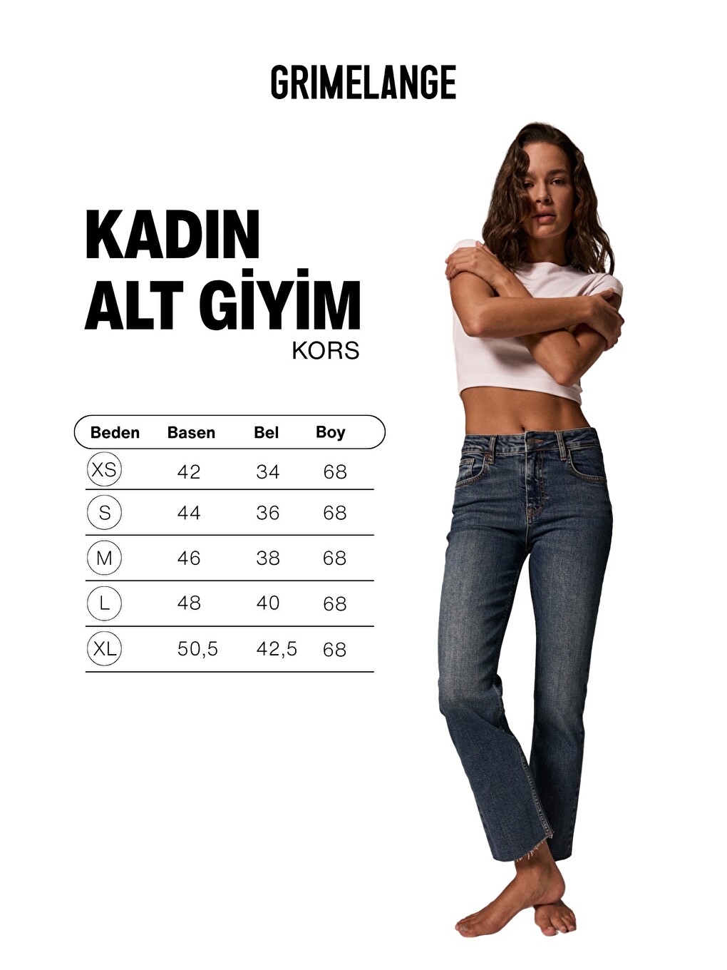 Kors Kadın Yüksel Bel Kısa Paça Elastanlı Jean Mavi Pantolon-5
