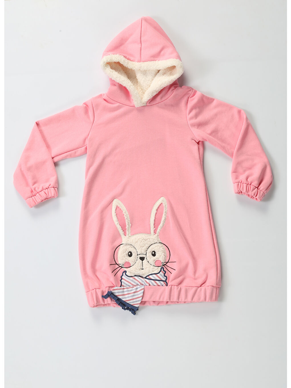 Casabony Bunny Soft Kapüşonlu Pembe Kız Çocuk Elbise - 2