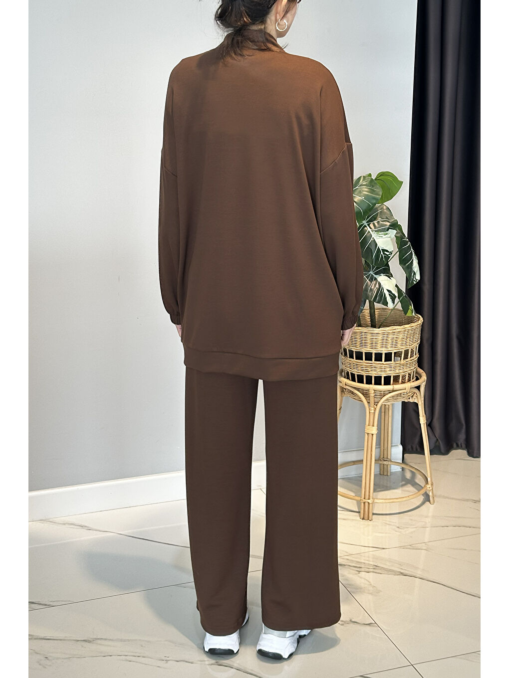 Önü Taş Detay Penye Takım 2015 Kahverengi-2