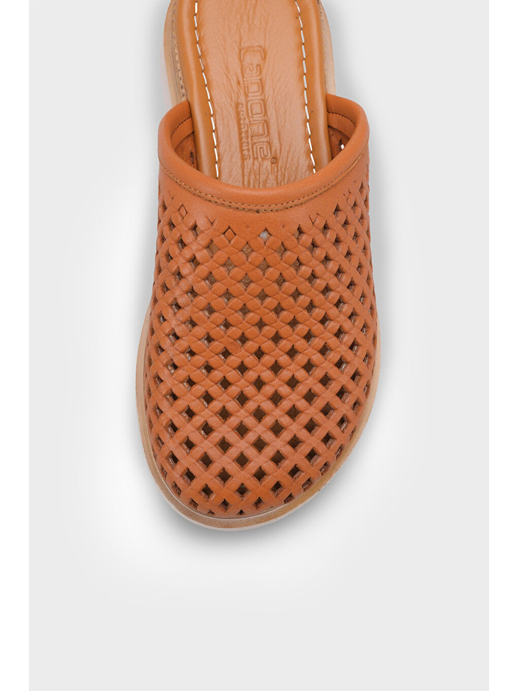 Kahverengi Madelle Hakiki Deri Dolgu Topuk Zımbalı Kadın Sabo-2