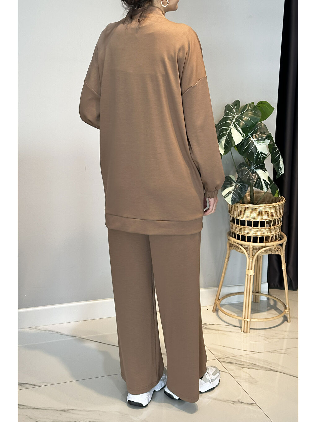 Kahverengi Önü Taş Detay Penye Takım 2015 Latte-2