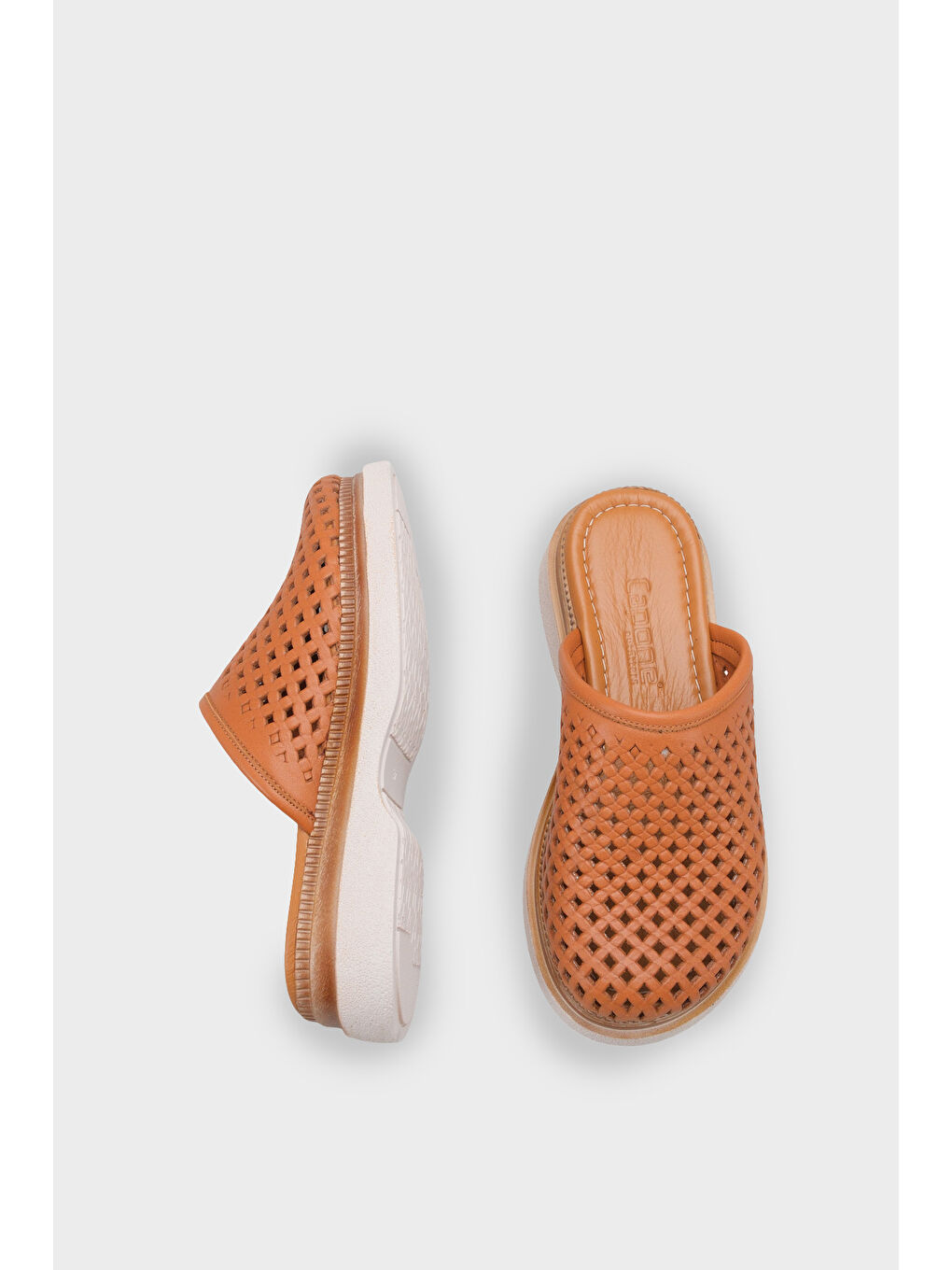 Kahverengi Madelle Hakiki Deri Dolgu Topuk Zımbalı Kadın Sabo-4