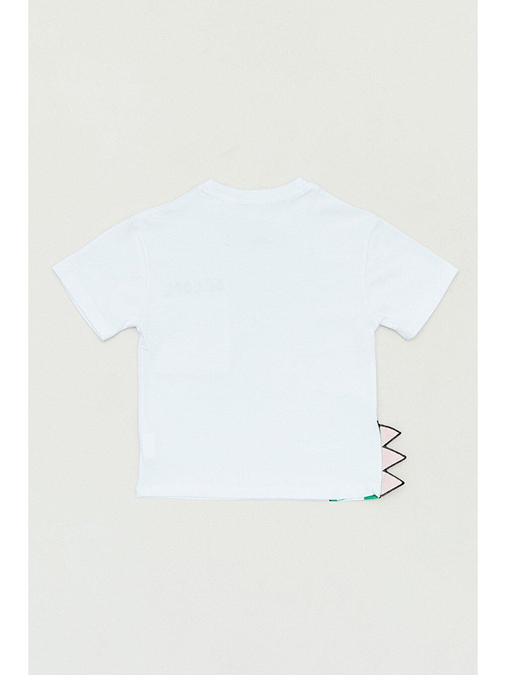 Beyaz Dinozor Baskılı Cepli Erkek Çocuk Tişört-1