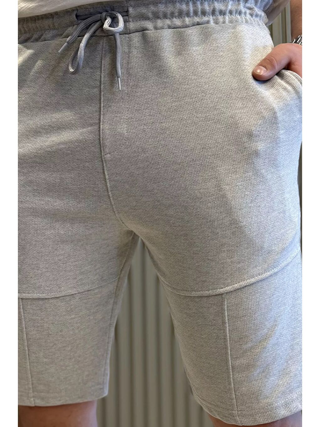 Gri Bağcıklı Erkek Şort-3