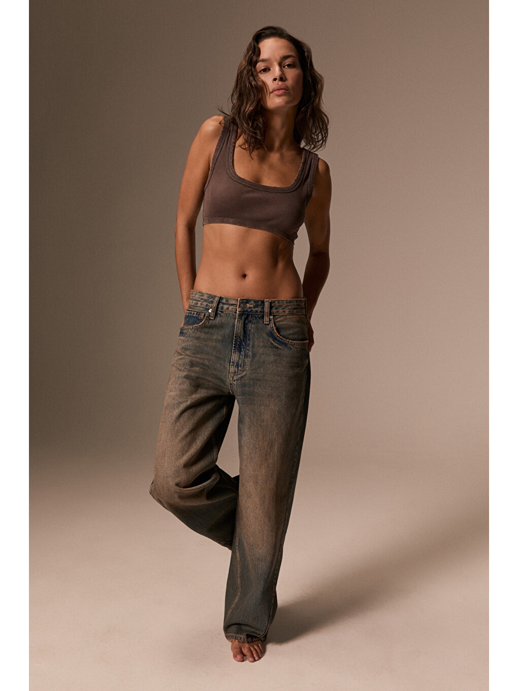 Lexy Kadın Standart Bel Baggy Balon Jean Sarı Pantolon-1