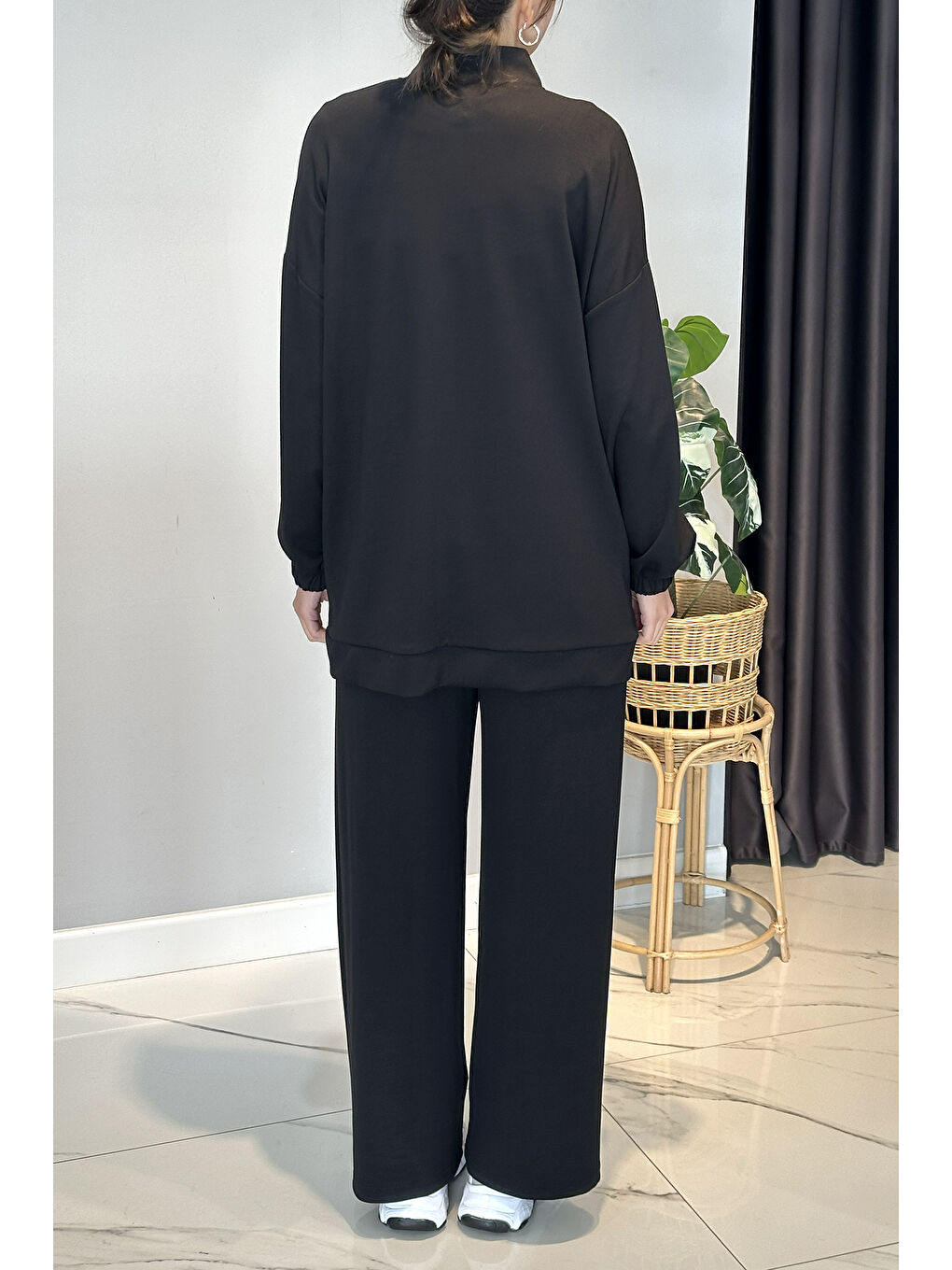 Önü Taş Detay Penye Takım 2015 Siyah-2