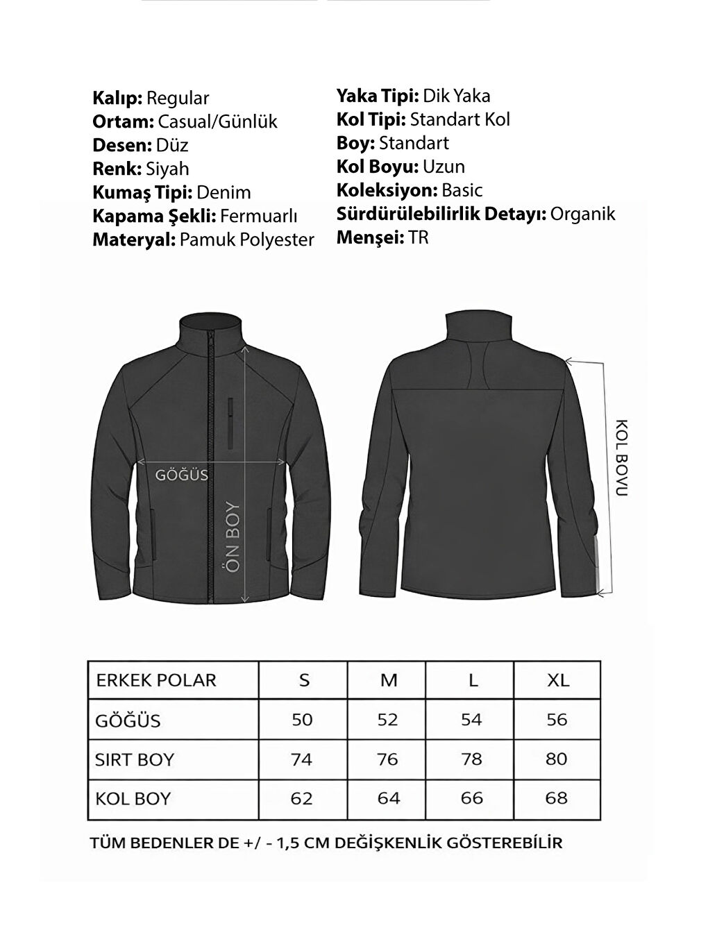Siyah ERKEK TAM FERMUAR POLAR Fermuarlı Sweatshirt-8