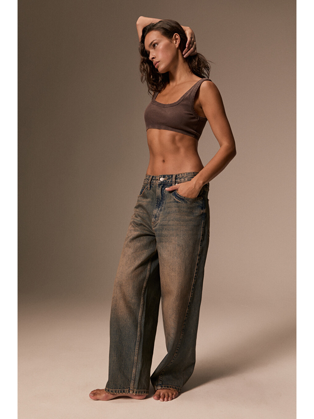 Lexy Kadın Standart Bel Baggy Balon Jean Sarı Pantolon-3