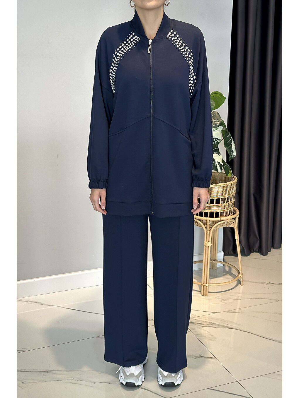 Önü Taş Detay Penye Takım 2015 Lacivert-3