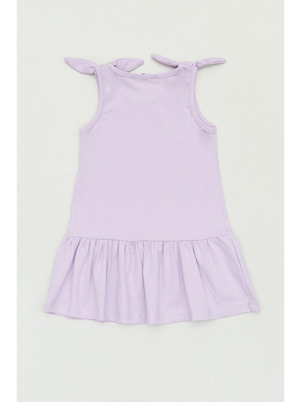 Lila Baskılı  Kız Çocuk Askılı Elbise-1