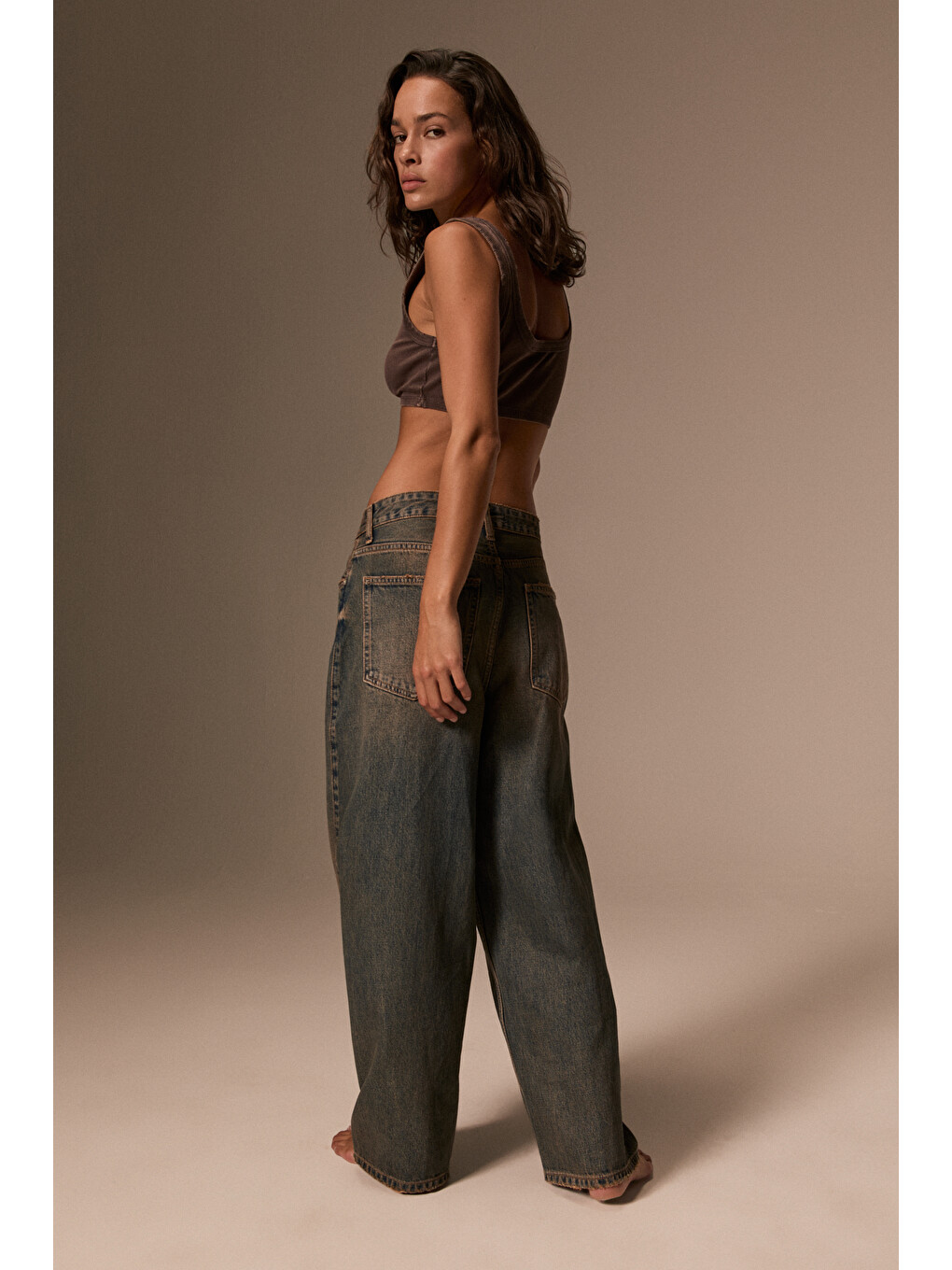 Lexy Kadın Standart Bel Baggy Balon Jean Sarı Pantolon-5