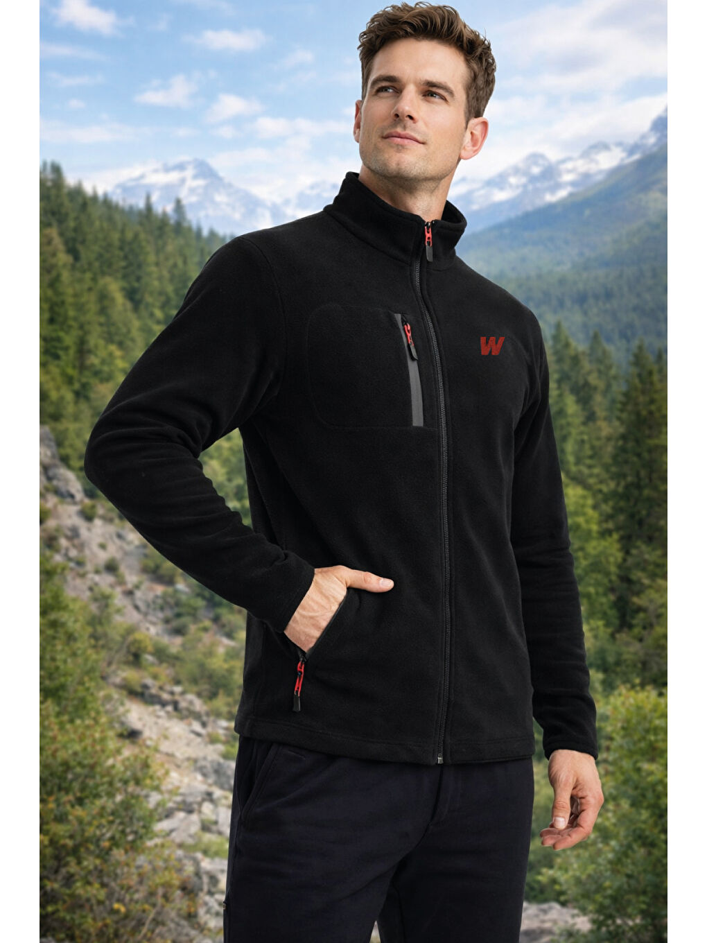 Siyah ERKEK TAM FERMUAR POLAR Fermuarlı Sweatshirt