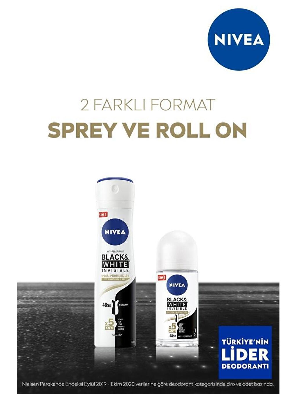 NIVEA Şeffaf Kadın Roll On Deodorant Black&White Ipeksi Pürüzsüzlük 50 ml, 48 Saat Anti-Perspirant Koruma - 4