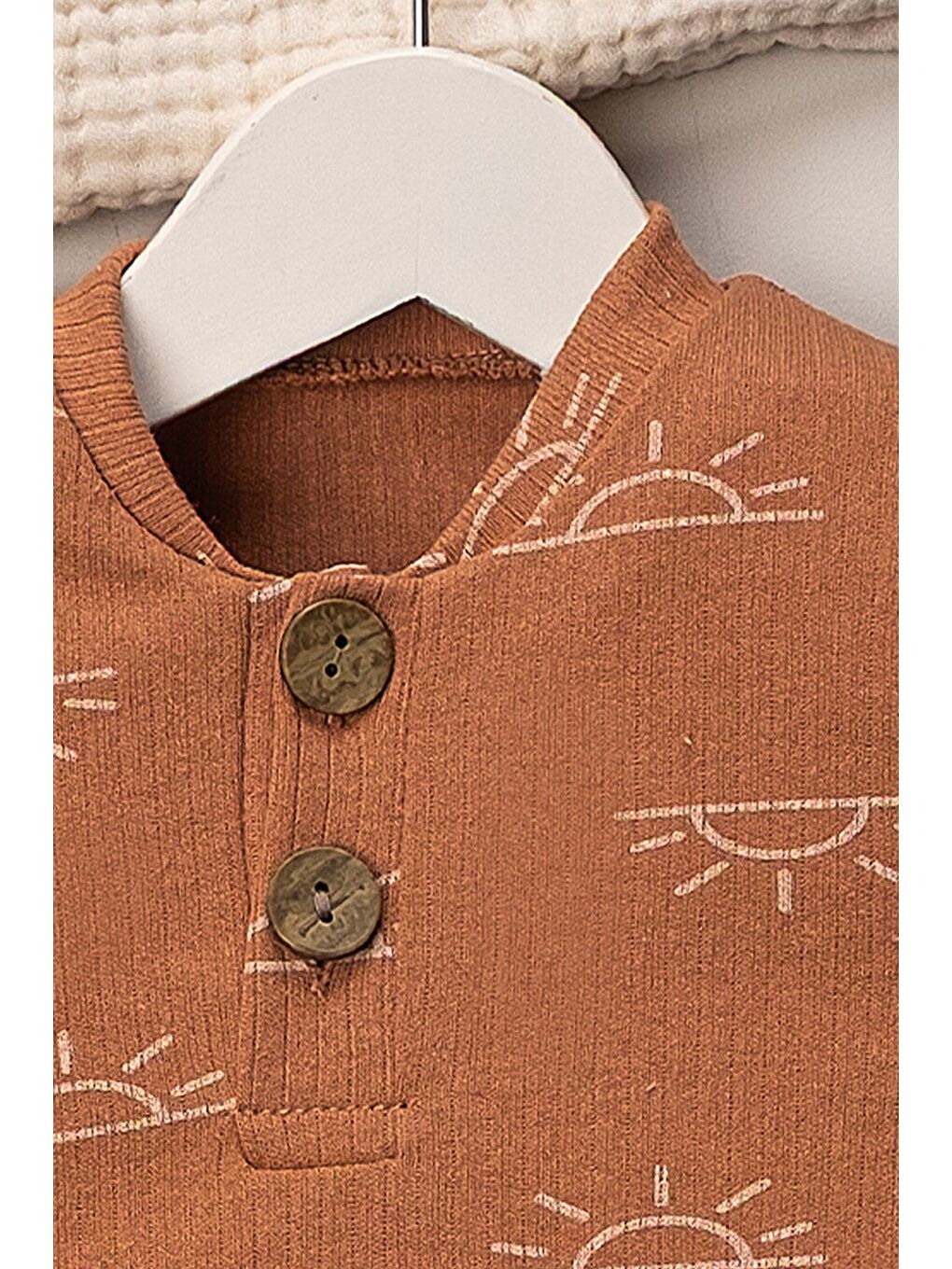 Kahverengi Güneş Desenli Çıt Çıtlı Zıbınlı Bebek Takımı-1