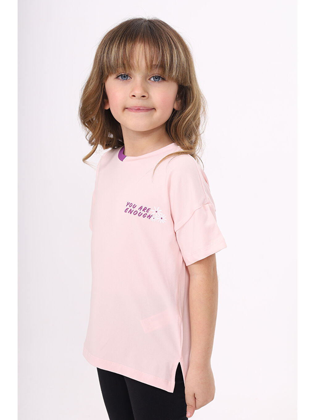 Pembe Kız Çocuk Baskılı Tişört-2