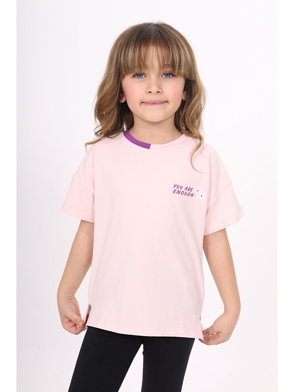 Pembe Kız Çocuk Baskılı Tişört-4