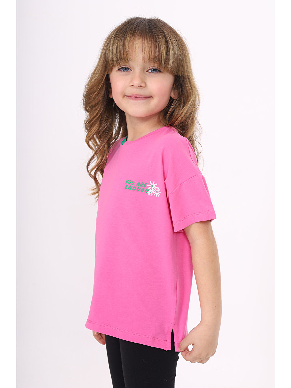 Fuşya Kız Çocuk Baskılı Tişört-1