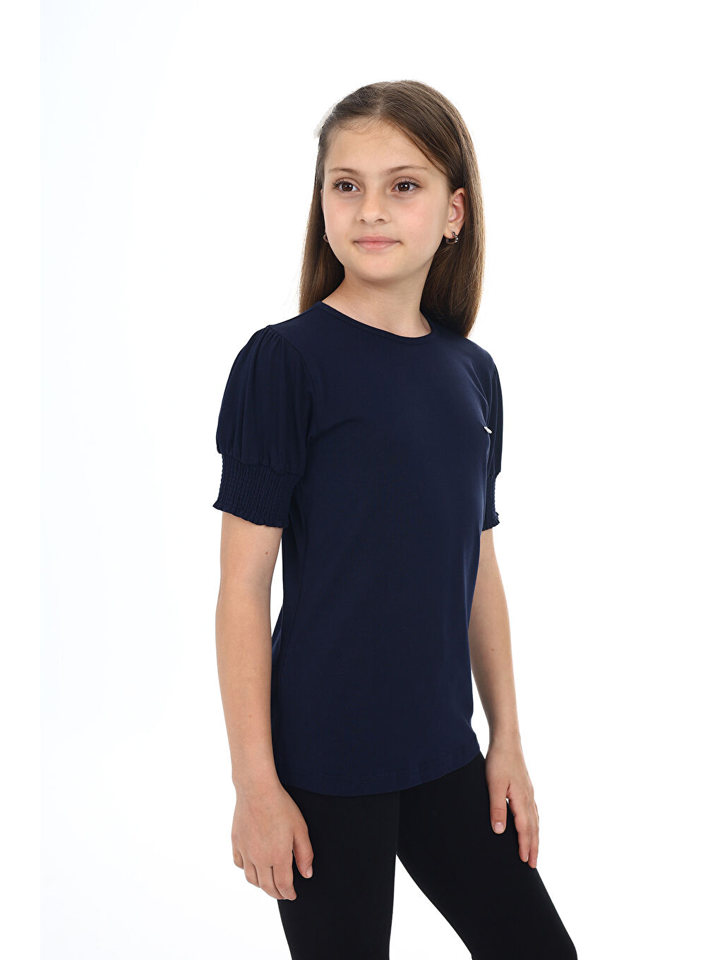Lacivert Kız Çocuk Okul Tişört-1