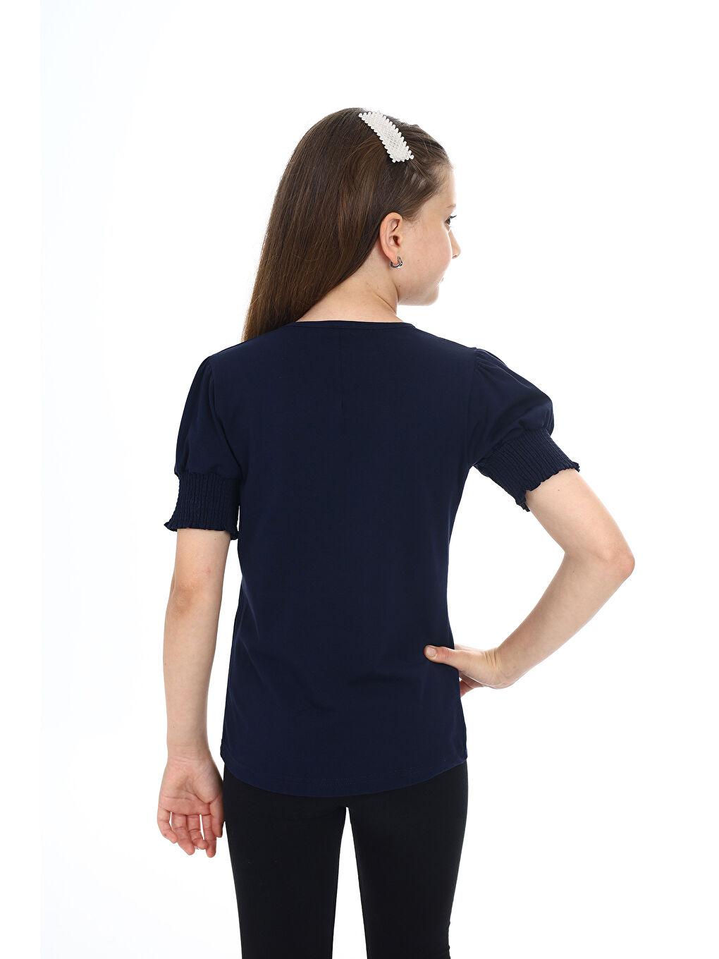 Lacivert Kız Çocuk Okul Tişört-2