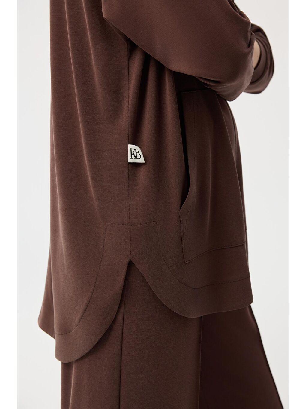 Modal Cupra Fermuarlı Hırka Takım Kahverengi-5