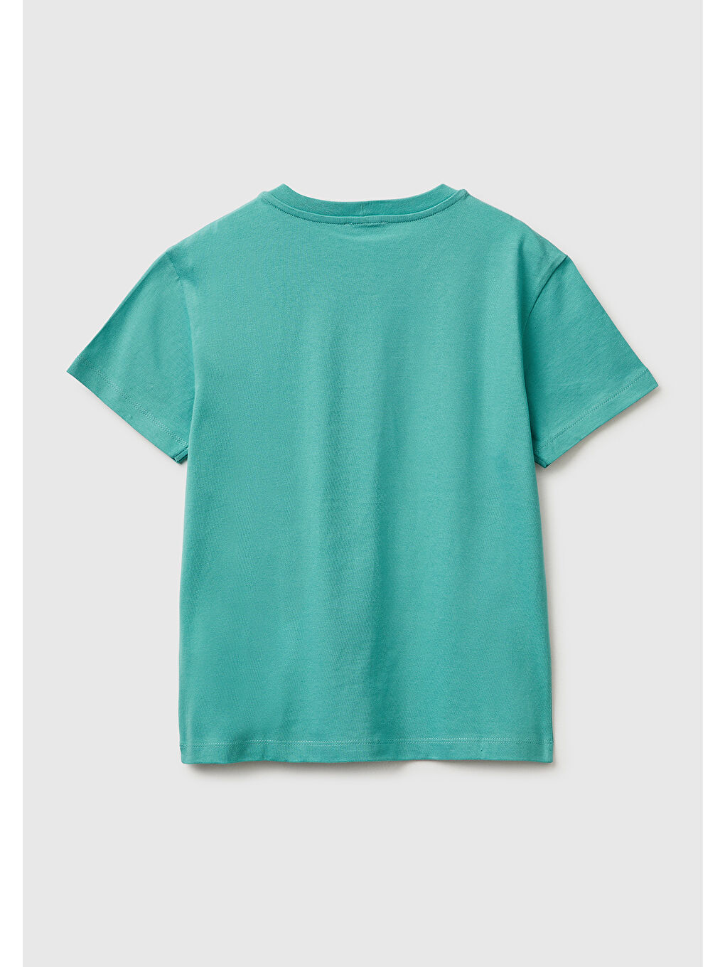Erkek Çocuk Mavi-yeşil Tema Baskılı Rahat Kalıp Bisiklet Yaka T-Shirt-1