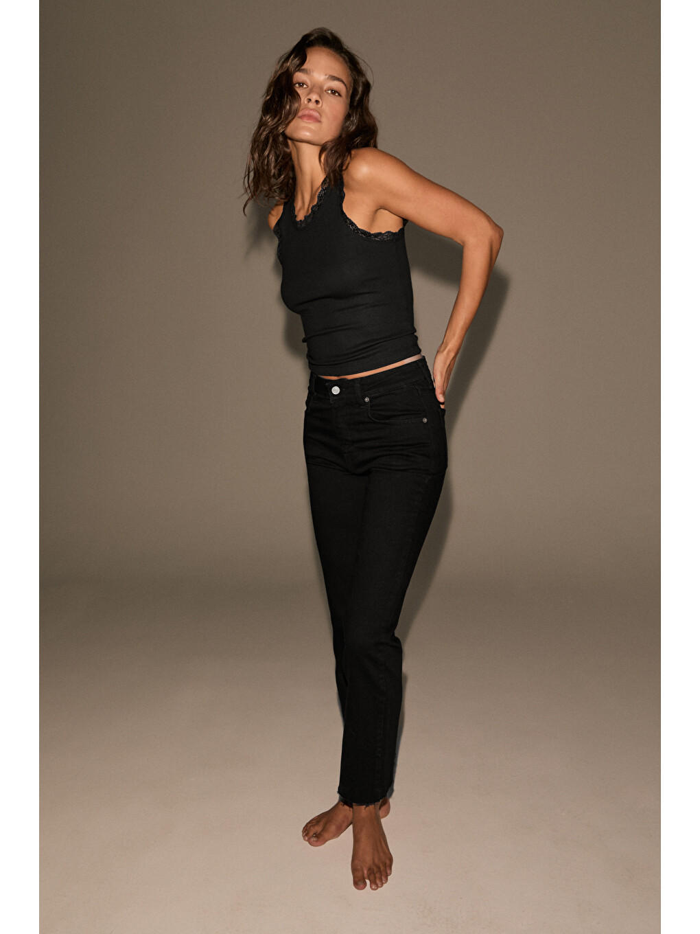Kors Kadın Yüksel Bel Kısa Paça Elastanlı Jean Siyah Pantolon-4