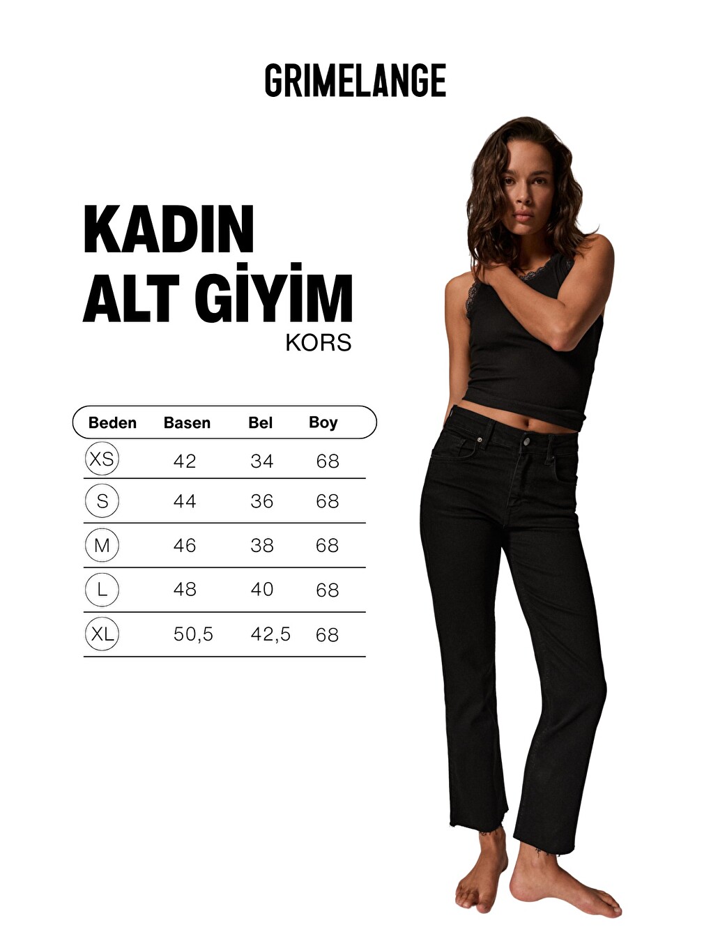 Kors Kadın Yüksel Bel Kısa Paça Elastanlı Jean Siyah Pantolon-5