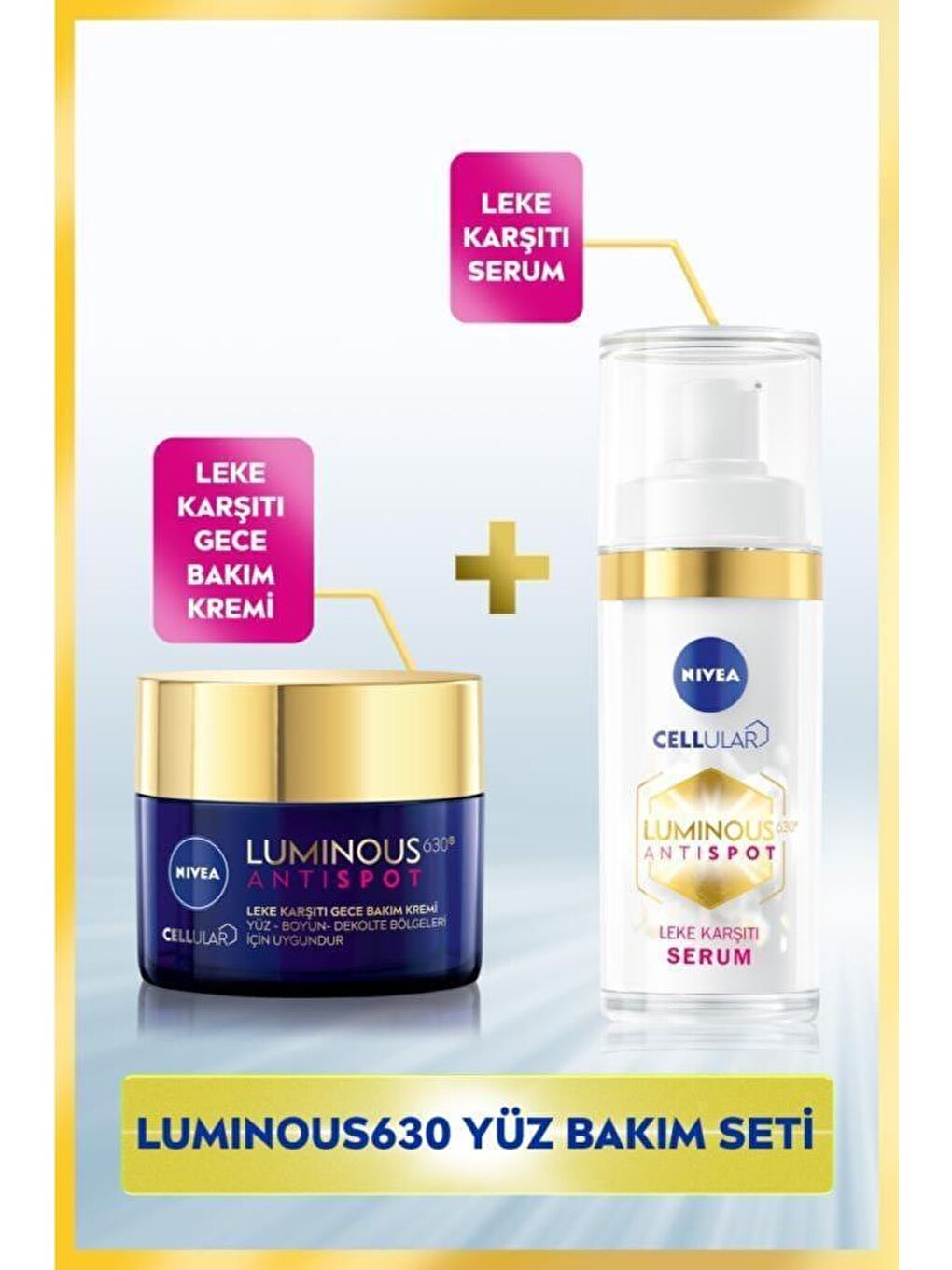 NIVEA Şeffaf Luminous630 Leke Karşıtı Serum 30 ml Ve Luminous630 Leke Karşıtı Gece Yüz Kremi 50 ml