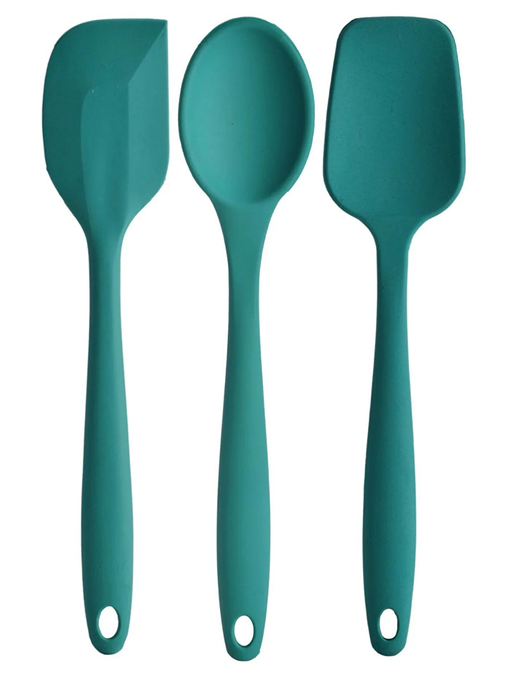 Kitchen Design Lab Yeşil Büyük Boy Yanmaz Silikon Spatula Ve Kaşık Seti 3 Model - Spatula Kaşık Yeşil 3'lü Set