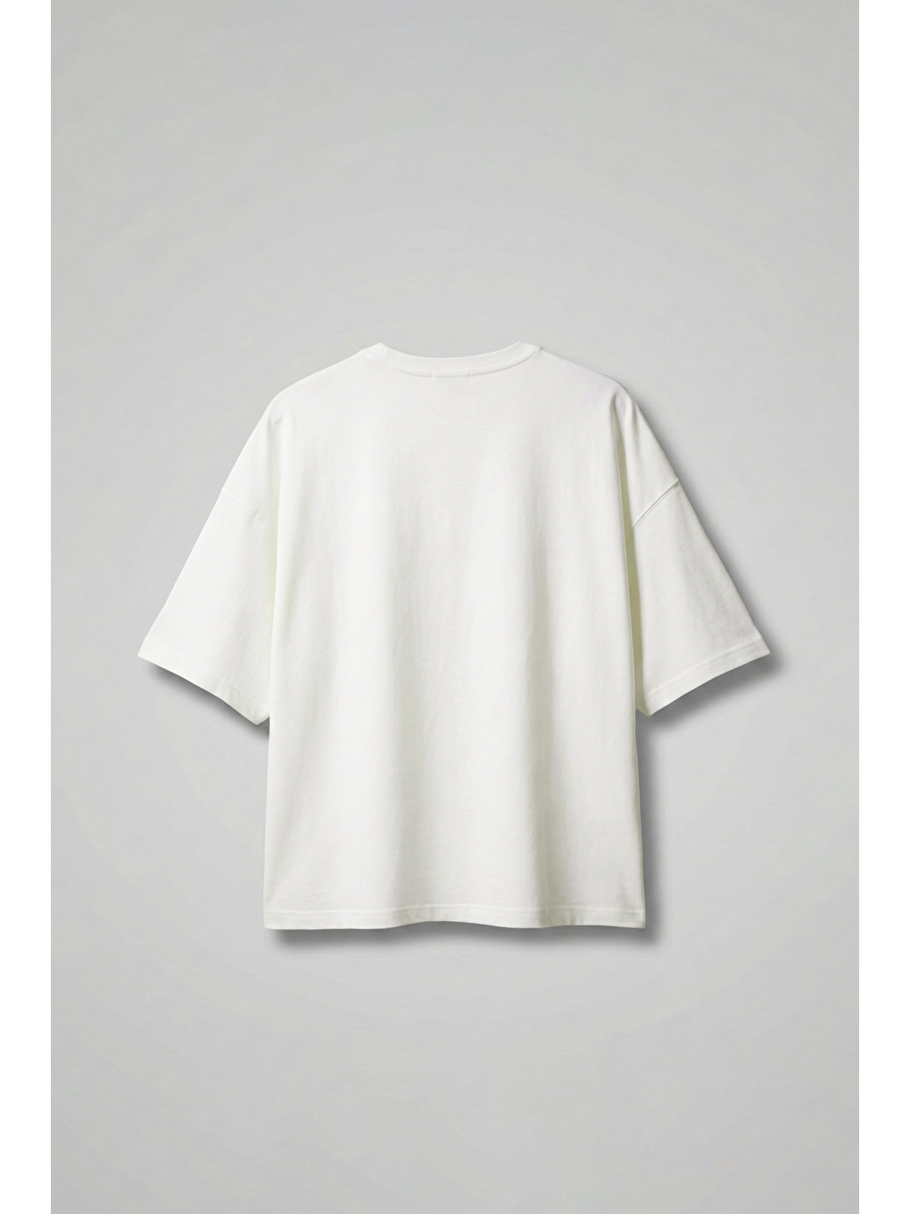 Erkek Boxy Fit Bisiklet Yaka Yazı Baskılı T-Shirt Ekru-1