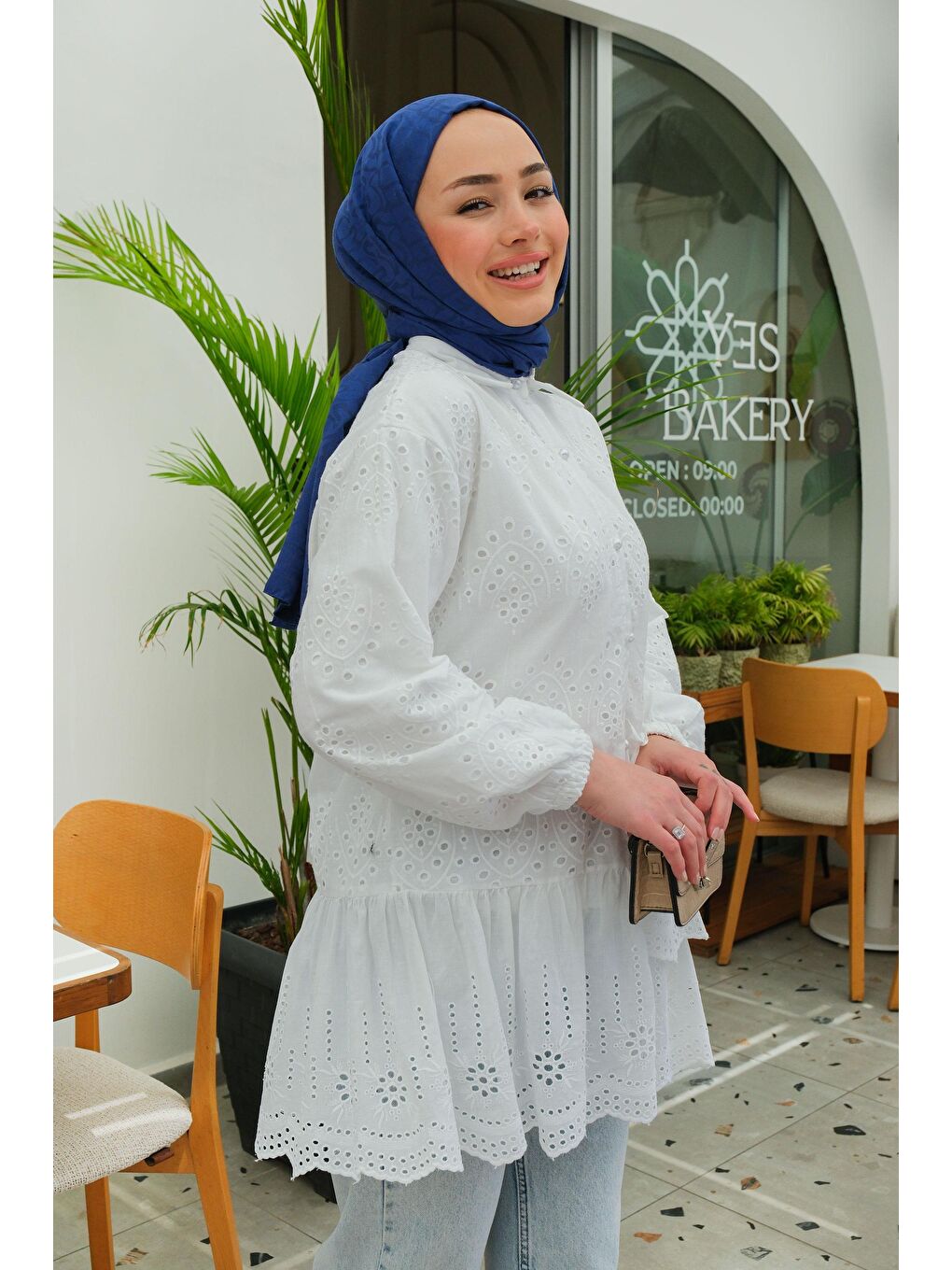 Beyaz Dantel Detay Gömlek BEYAZ-1