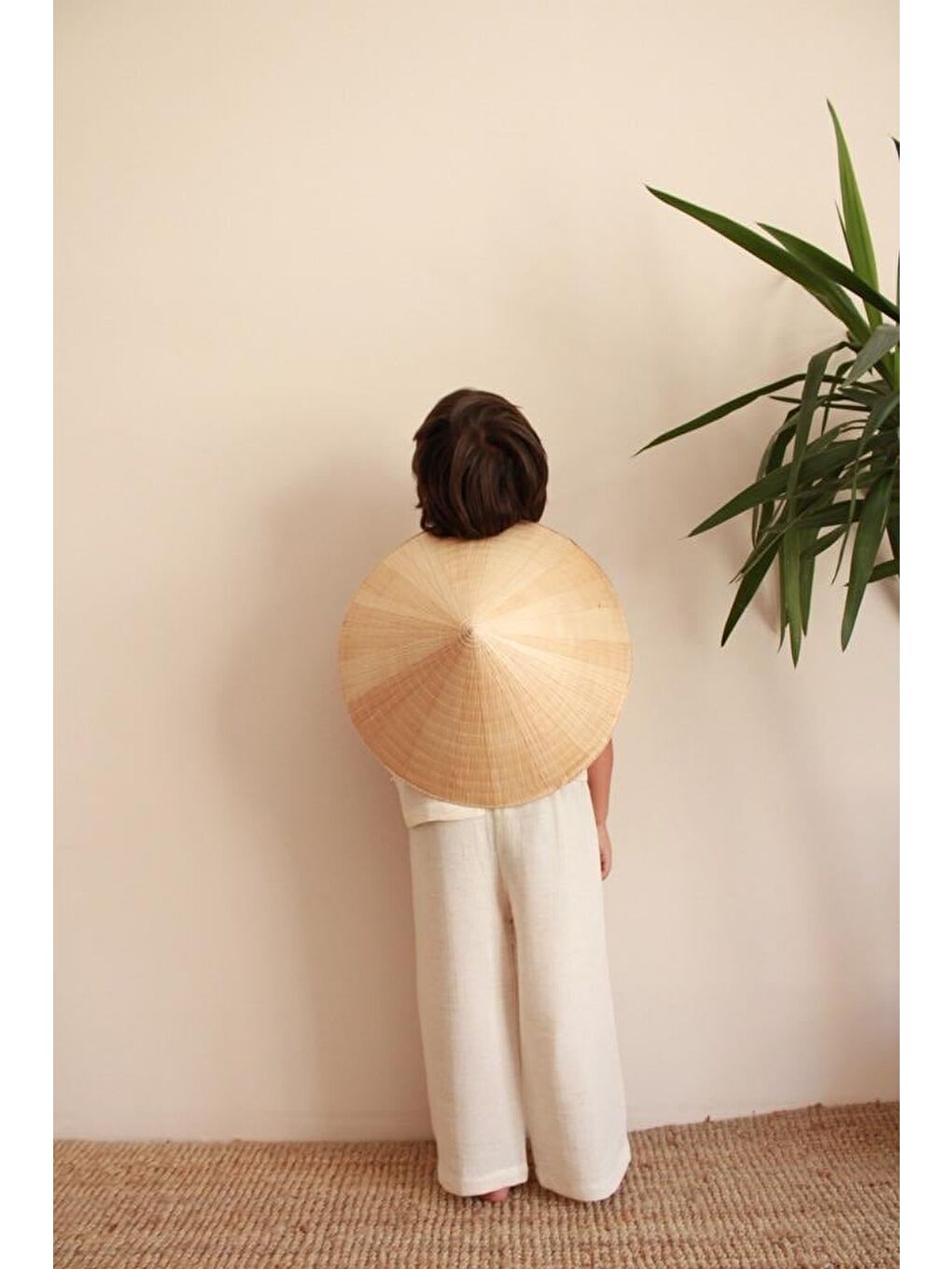 Bej Asimetrik Yelekli Keten Alt Üst Takım-5