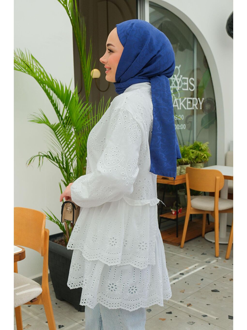 Beyaz Dantel Detay Gömlek BEYAZ-3