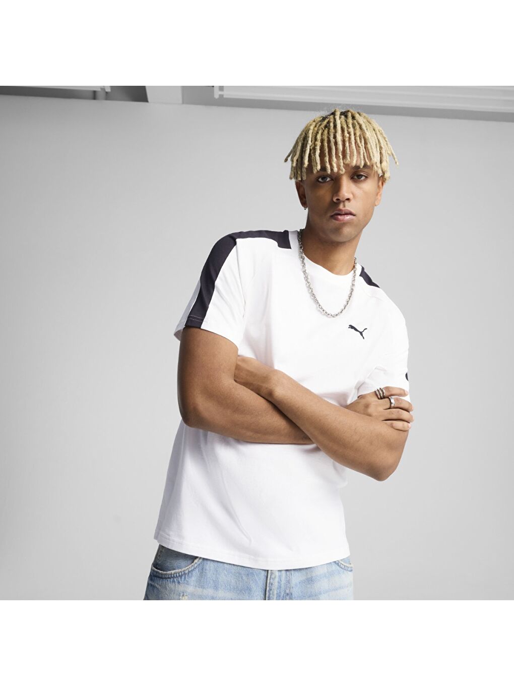 T7 Erkek Beyaz Yuvarlak Yaka Tişört