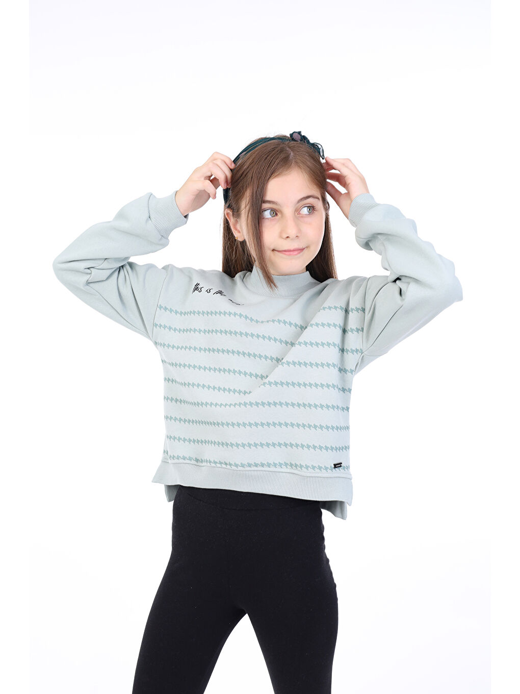 Toontoykids Yeşil Kız Çocuk Baskılı Sweatshirt