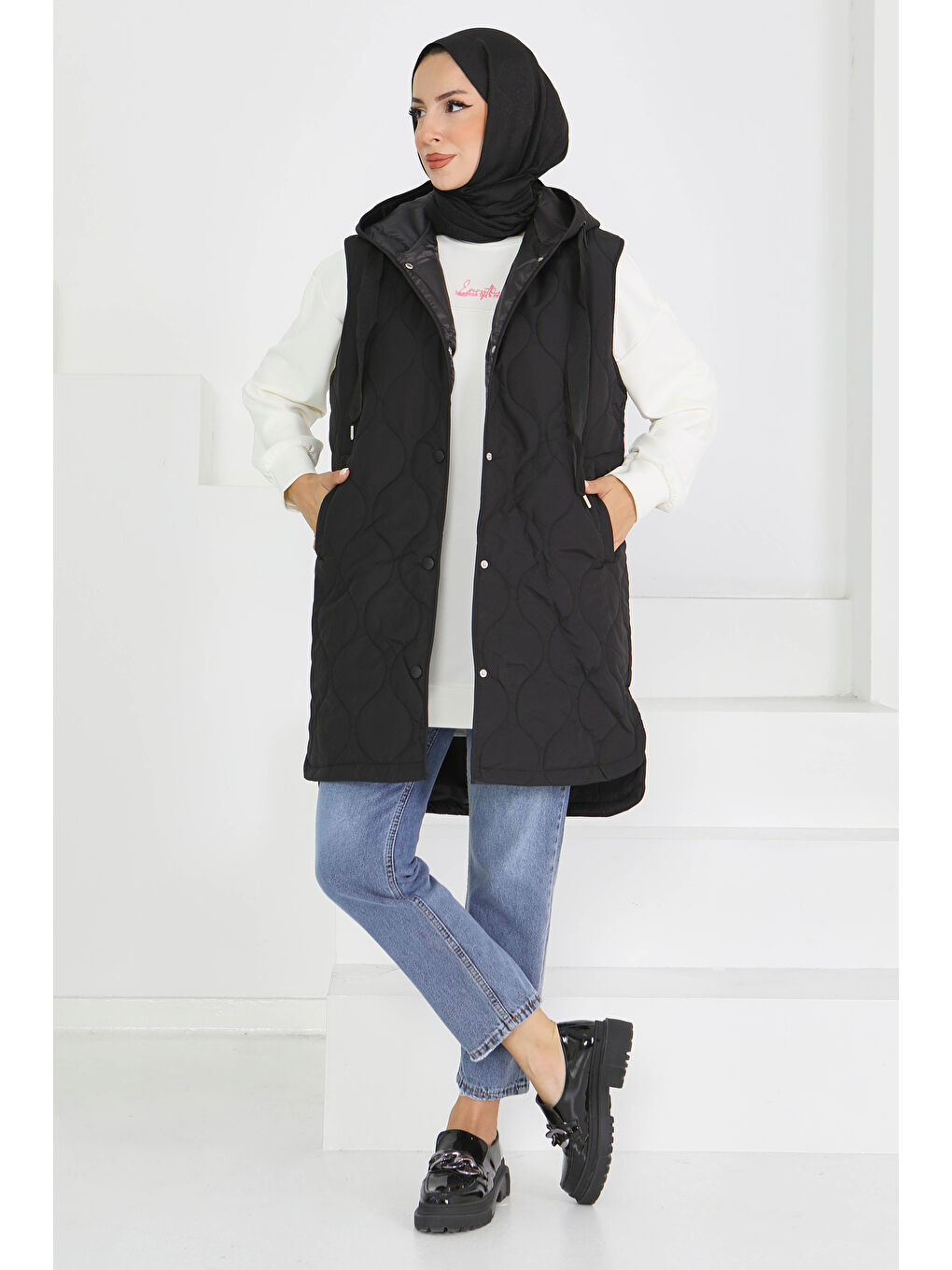 Cepli Damla Kapitone Şişme Yelek Siyah - 27601-SIYAH-1