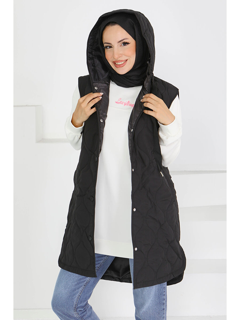 Cepli Damla Kapitone Şişme Yelek Siyah - 27601-SIYAH-3