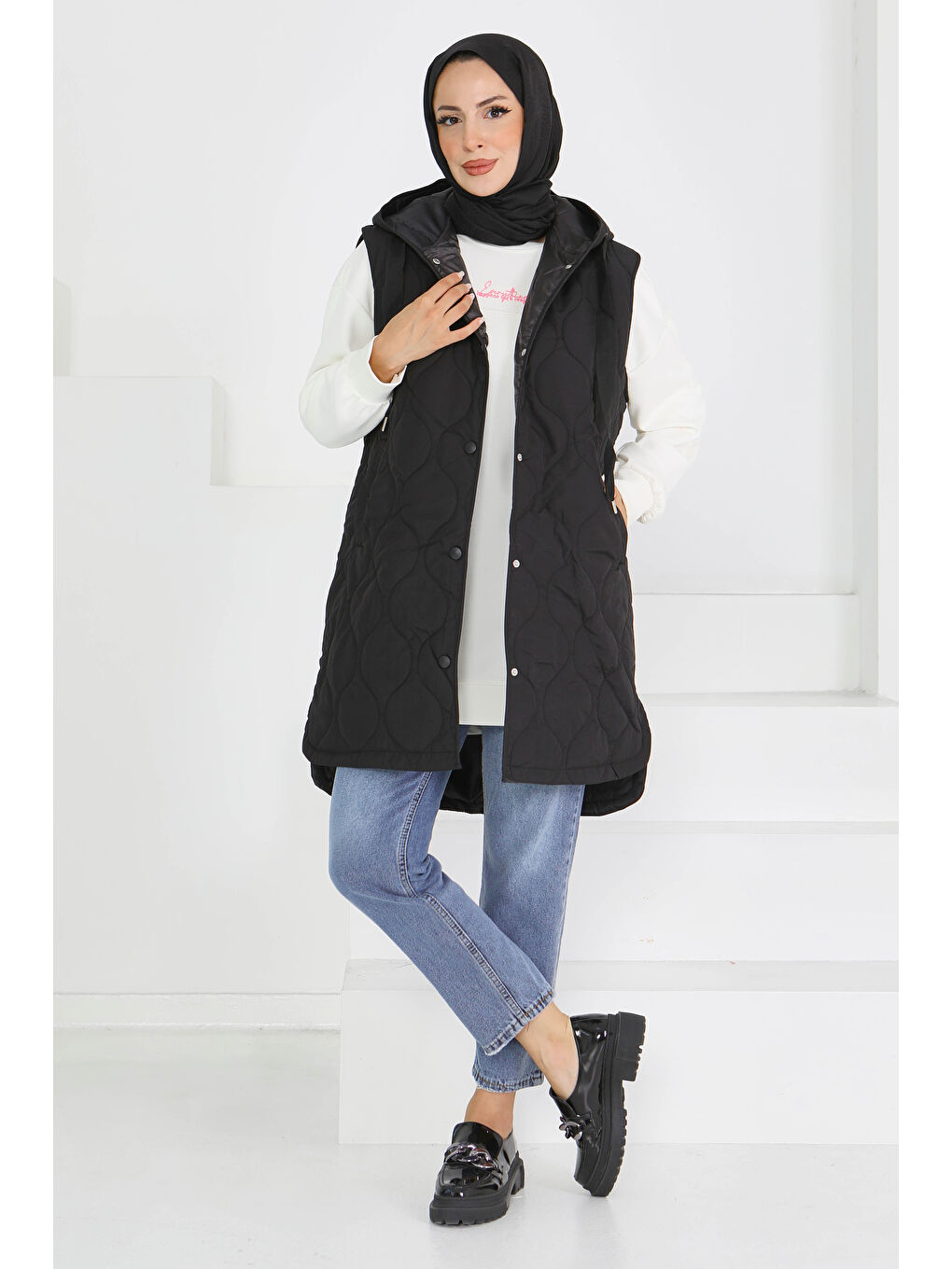 Cepli Damla Kapitone Şişme Yelek Siyah - 27601-SIYAH-4