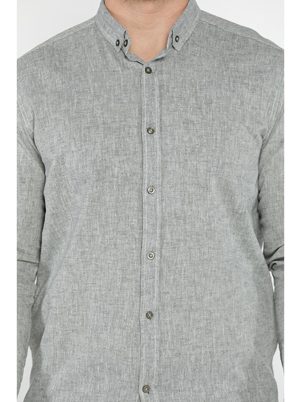 Yeşil Uzun Kol Erkek Keten Gömlek-3