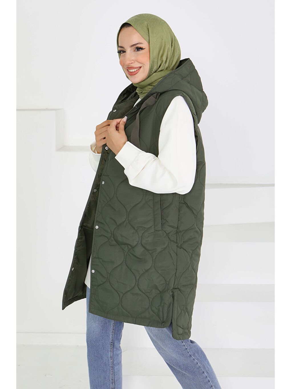 Cepli Damla Kapitone Şişme Yelek Haki - 27601-HAKI-1